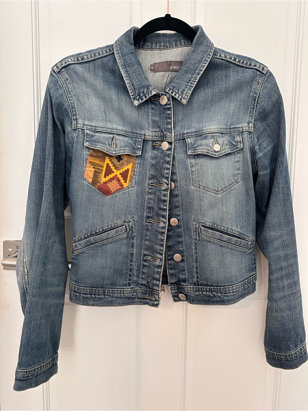 Urban Outfitters Light Blue Denim Jacket with Embroidered Pocket